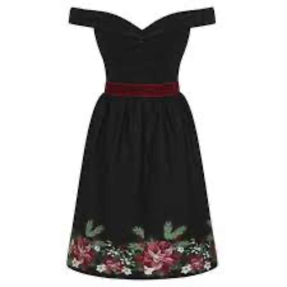 Collectif Lilith Festive Floral Swing Dress NWT - Picture 2 of 7